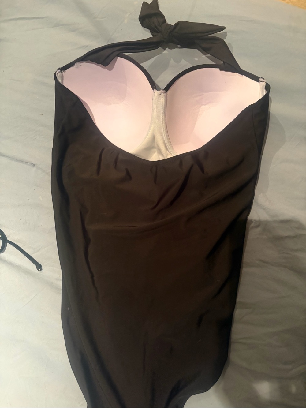 Classic Black One-Piece shape wear swim with Built-In Cups and sexy mesh sides - Picture 3 of 5